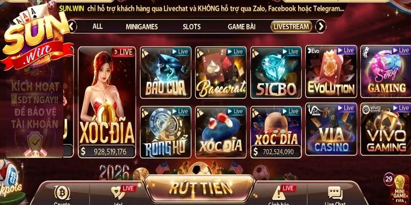 Top các tựa game kinh điển cực kỳ nổi bật tại Casino Sunwin